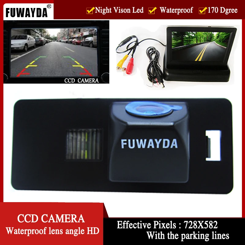 

FUWAYDA CCD Car rear view parking camera with rear view mirror monitor WATERPROOF for AUDI A1 A4 (B8) A5 S5 Q5 TT/PASSAT R36 5D