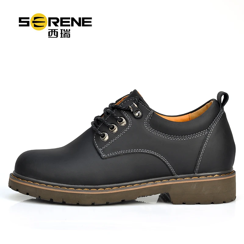 Height Increasing Spring Autumn New Split Leather Shoes For Men Lace-up Waterproof Causal Footwear Anti-slip Men's Big Size Shoe | Обувь