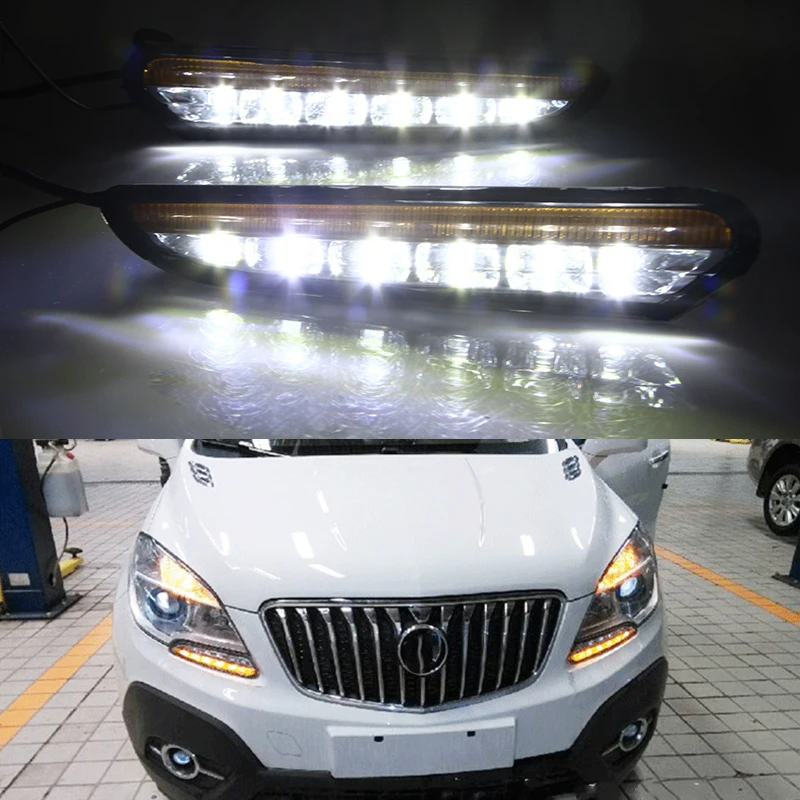 Автомобильный мигающий 1 пара для Buick Encore Opel Mokka 2012 2013 светодиодный DRL дневные ходовые огни дневного света с желтым сигналом