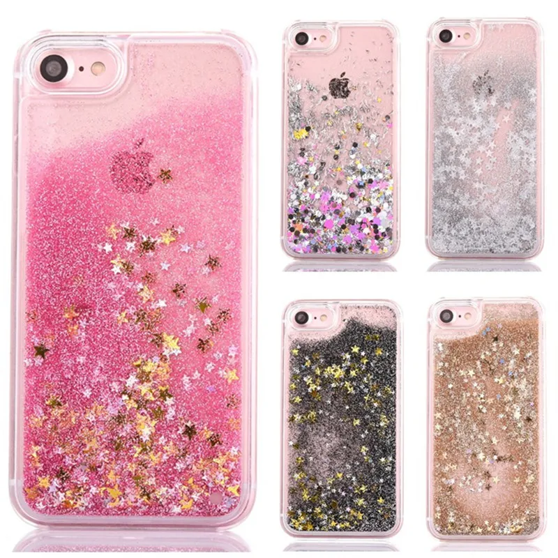 Liquid phone case sFor Funda iphone 8 7 For Coque Apple plus Luxury Glitter Dynamic Sand Back cover Capinha |