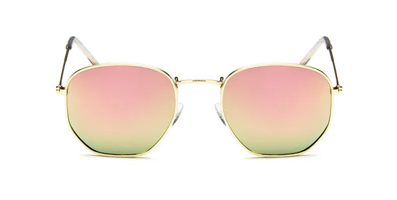 gold pink Брендовые дизайнерские Квадратные Солнцезащитные очки для женщин и мужчин ретро солнцезащитные очки оправа для женщин зеркальные солнечные очки сплав ray женские oculos de sol - Цвет оправы: gold pink