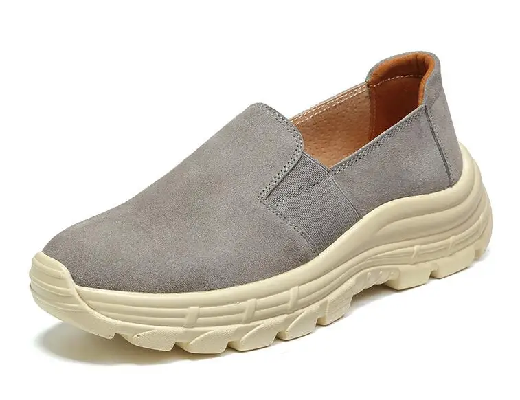 Light gray Plardin/Новинка; женская обувь на плоской подошве; лоферы на платформе; женские замшевые мокасины; обувь с бахромой; слипоны с кисточками; женская повседневная обувь на толстой подошве - Цвет: Light gray