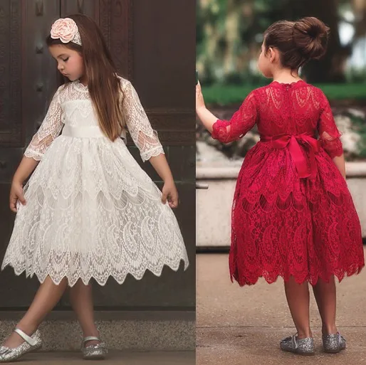 Girls Flower Embroidery Dress Autumn Toddler Cotton Long Sleeve Dresses for Winter Princess Girl Party Ball Gown YH1635 | Детская одежда