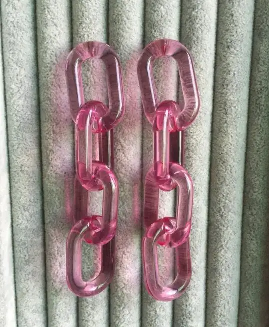 clear pink Крупная акриловая Длинная цепочка, висячие серьги в стиле рок, панк, золото Za, большие металлические Цветные Висячие серьги, Женские Ювелирные изделия - Окраска металла: clear pink