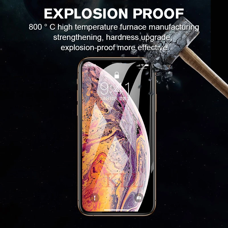 11D стекло для iPhone X XR XS MAX 9H полное покрытие холодная резьба изогнутые края протектор экрана для iPhone 6 6s 7 8 Plus закаленное стекло