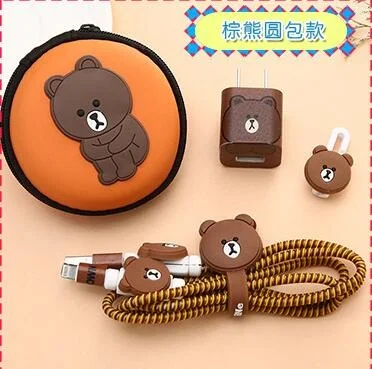 11 Для iphone 5, 6, 6s, 7, 8, чехол для наушников, мультяшный USB кабель, защита для наушников, набор с кабелем, Стикеры для намотки, защита спирального шнура - Цвет: 11