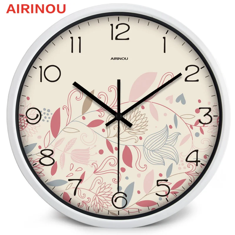 Airinou 10 12 14 дюймов стеклянные красивые настенные часы с цветком для девочек и