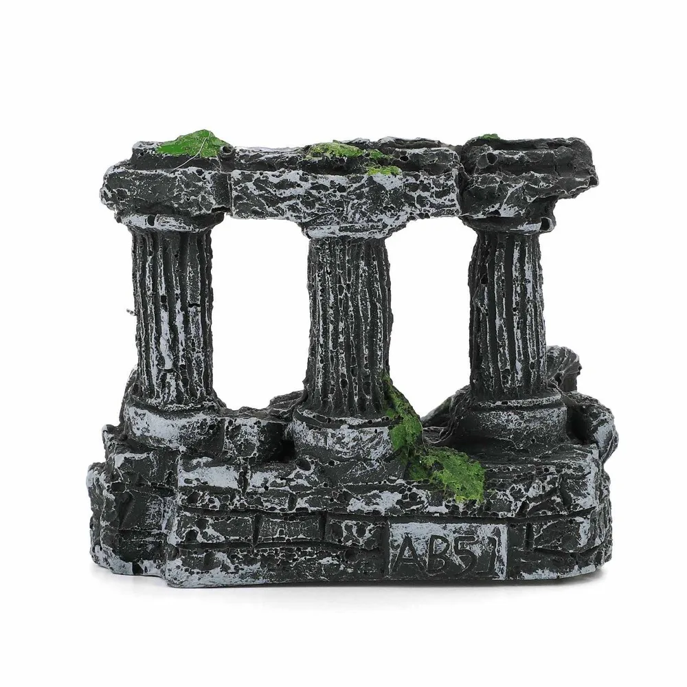 Three columns Resin Rome Square Stone Pillars Aquarium Landscaping for Fish Tank Ornament Decoration Landscap Decorative