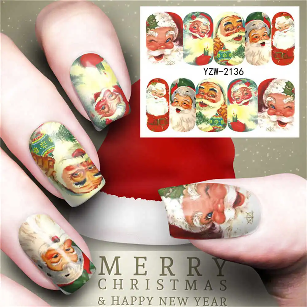 

Santa Claus Snowman Stickers for Nails Water Transfer Sticker Nail Art Decals DIY Fashion Wraps Tips Manicure Tools Nail Design