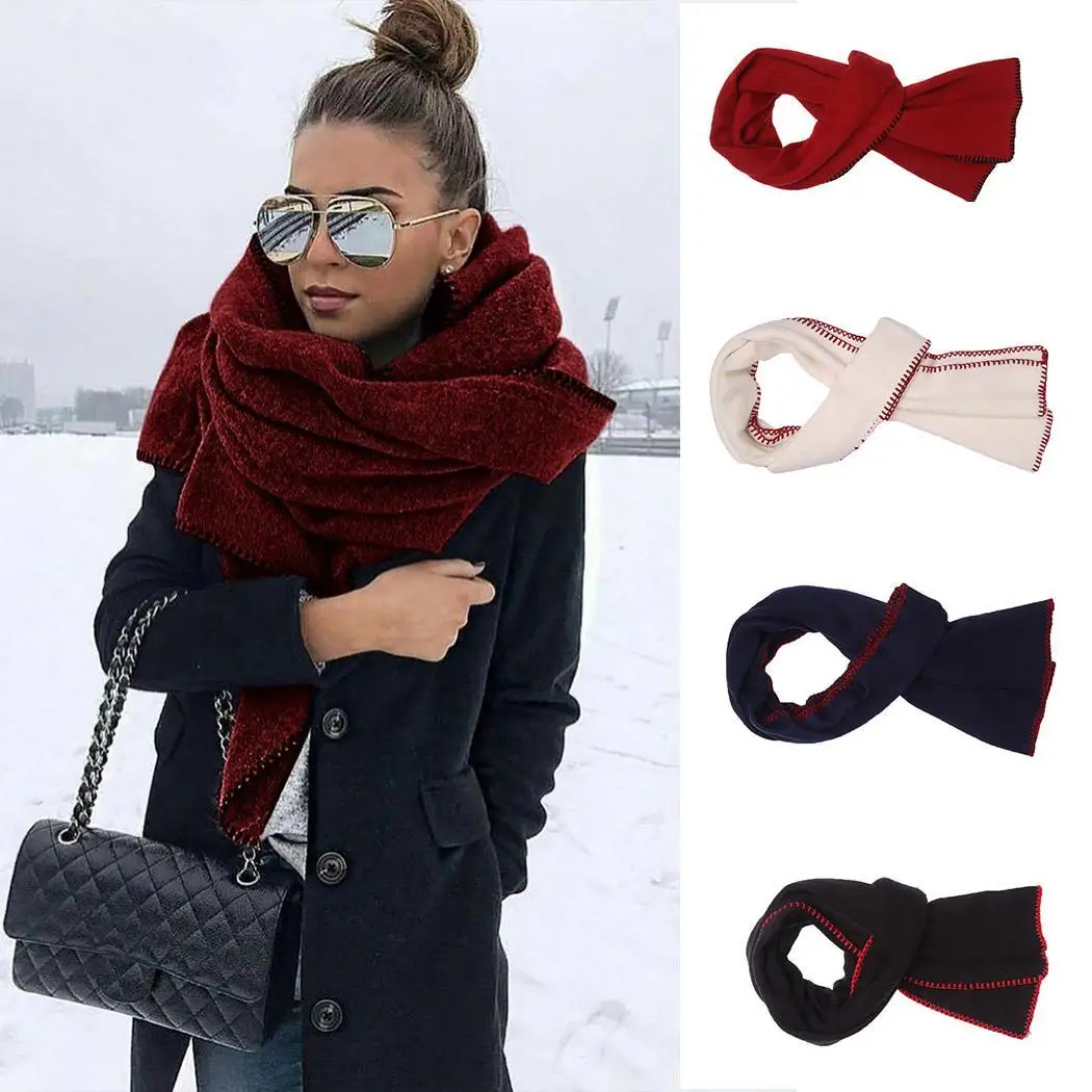 Унисекс контрастный цвет полями шерстяной Повседневный стильный длинный шарф