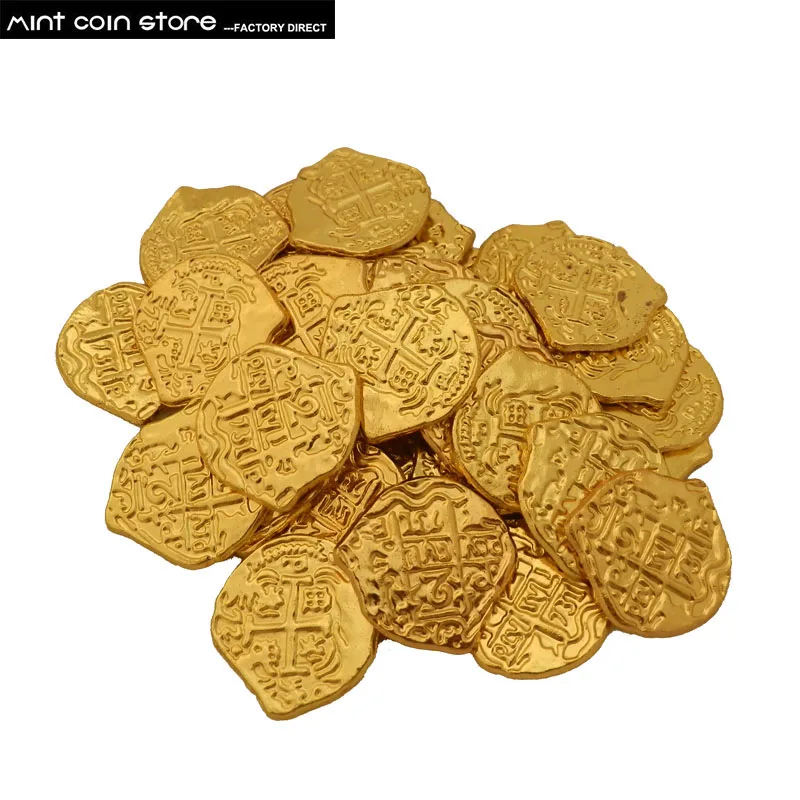 2 shinny gold Пират Европейский сокровище Испания Doubloon Золотая монета разница цвета игрушки монеты на выбор 1 шт./лот - Цвет: 2 shinny gold