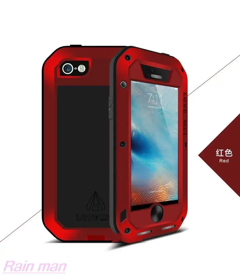 Для Apple iPhone SE, для iPhone 5S,, Love Mei Spuer, водонепроницаемый алюминиевый чехол, стекло+ Алюминиевый металлический защитный чехол