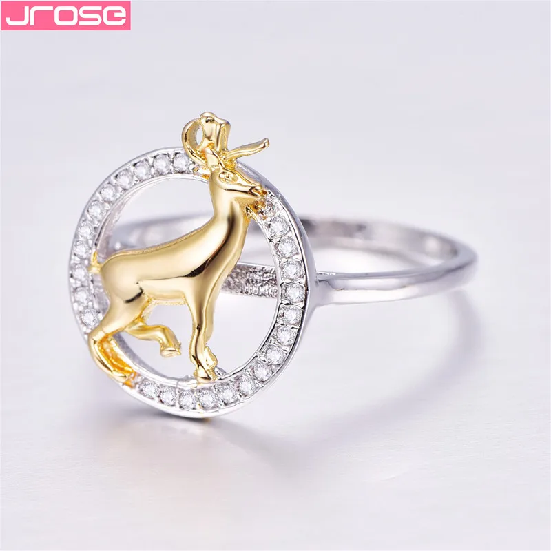 JROSE Оптовая Продажа Модные рождественские лося кольца для женщин цвет серебро