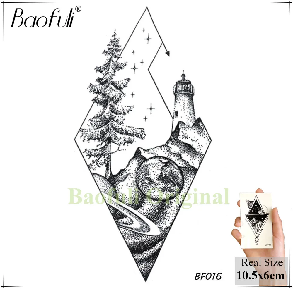 BAOFULI 3D мужская Временная Геометрическая Татуировка Вселенная водостойкая Хилл