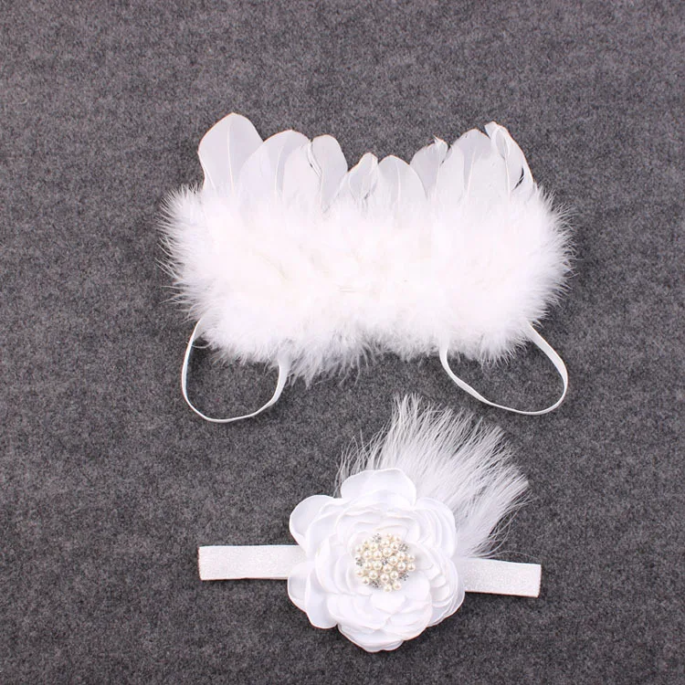 

New Soft Ivory Feathered Angel Wings and Matching Headband Set Perfect Newborn Photo Prop 1 Set