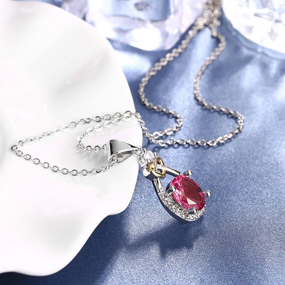 2017 new product sells fashionable red zircon necklace lady with a double color combination of jewelry wedding gifts | Украшения и