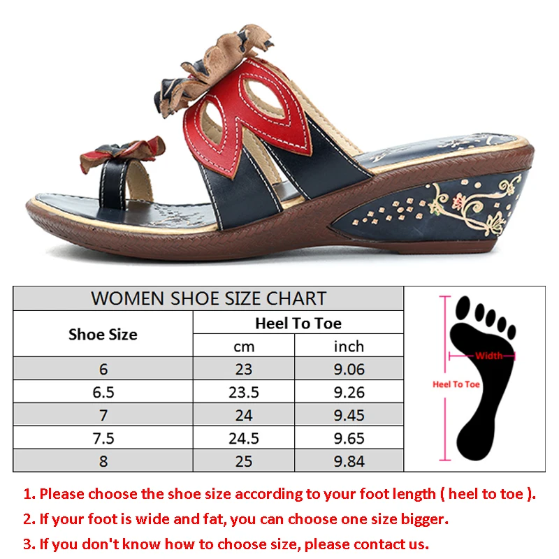 Socofy Flip Flops Slippers Women Shoes Genuine Leather Vintage Flower Ladies Shoes Summer Casual Slippers Beach Flat Slides New