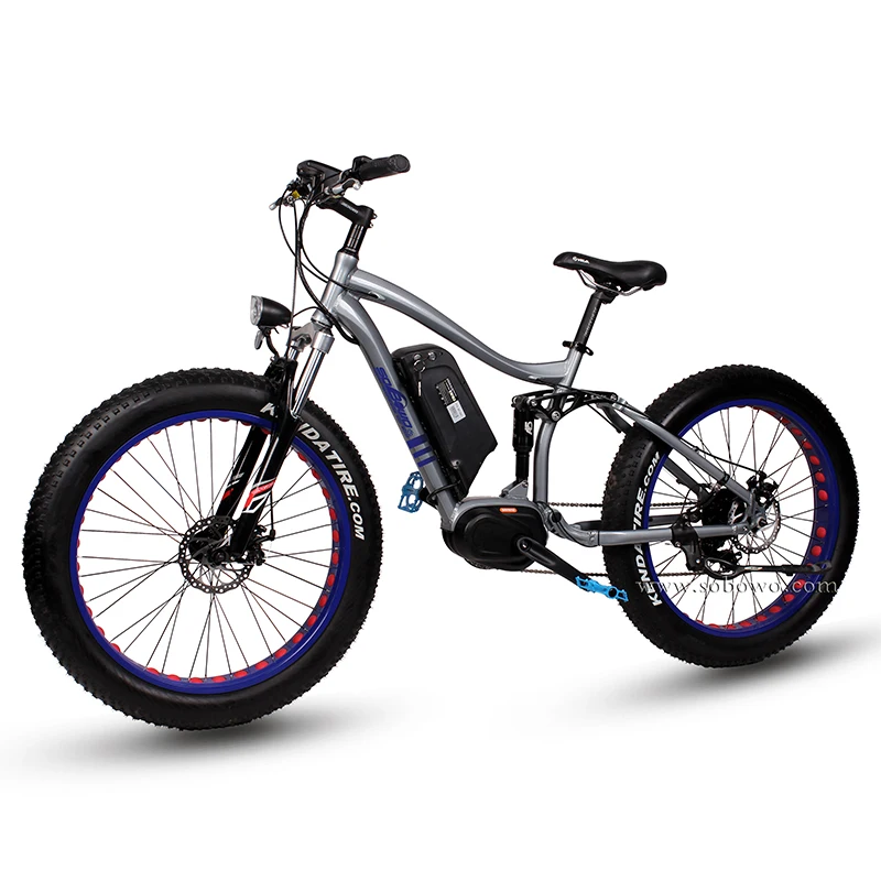 26 дюймов Электрический горный велосипед Fat tire 8FUN центральный мотор электрический велосипед 36 В двойная амортизация мягкий хвост горный