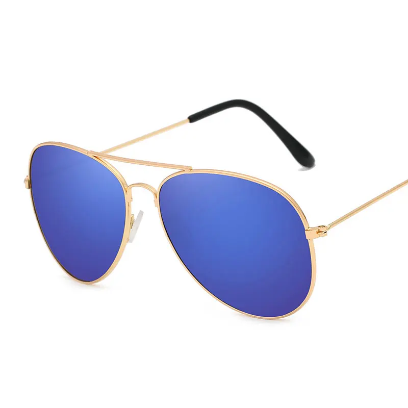 Gold Blue HUHAITANG, авиационные солнцезащитные очки, мужские, люксовый бренд, пилот, солнцезащитные очки для женщин, фирменный дизайн, солнцезащитные очки для мужчин, s, Винтажные Солнцезащитные очки для мужчин - Цвет линз: Gold Blue