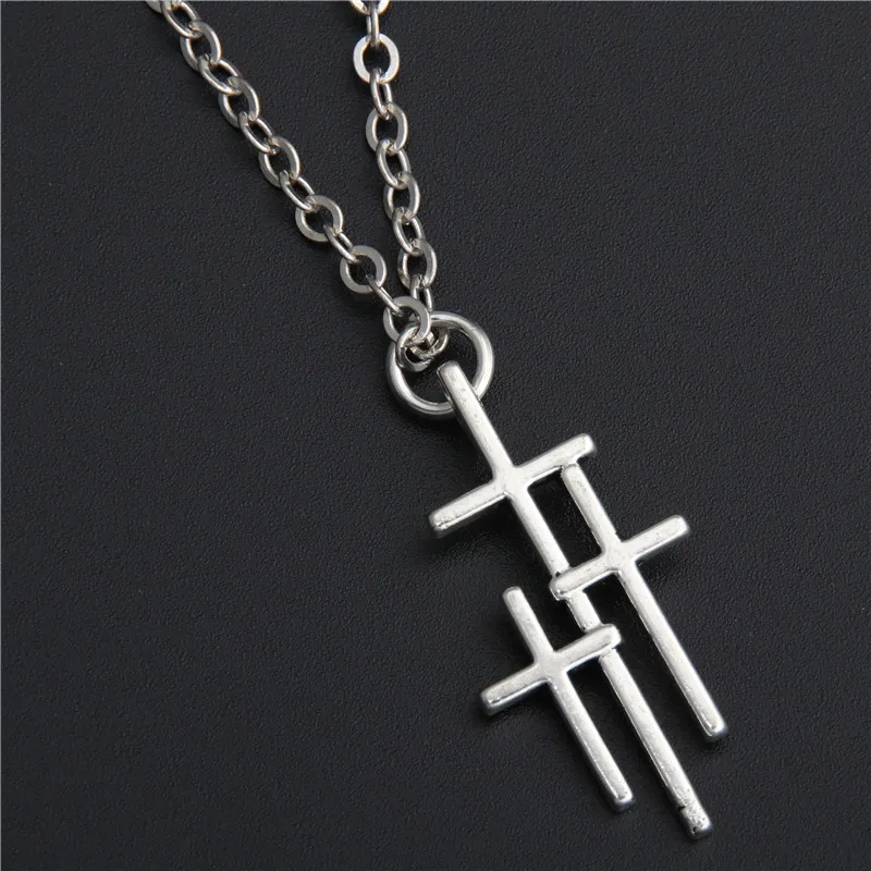 1 шт. серебряный цвет три крестика на Голгофе Ожерелье Подвески для мужчин