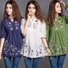 Горячая Распродажа, винтажная Женская красочная Мексиканская модель в стиле 50-х годов, Цветочная вышивка, блузка в стиле бохо, блузки, женские рубашки