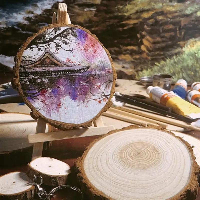 4 шт. DIY рисунки по дереву Подвески Декор деревянные украшения рукодельные украшения ломтики с мольбертом для свадебного украшения A3