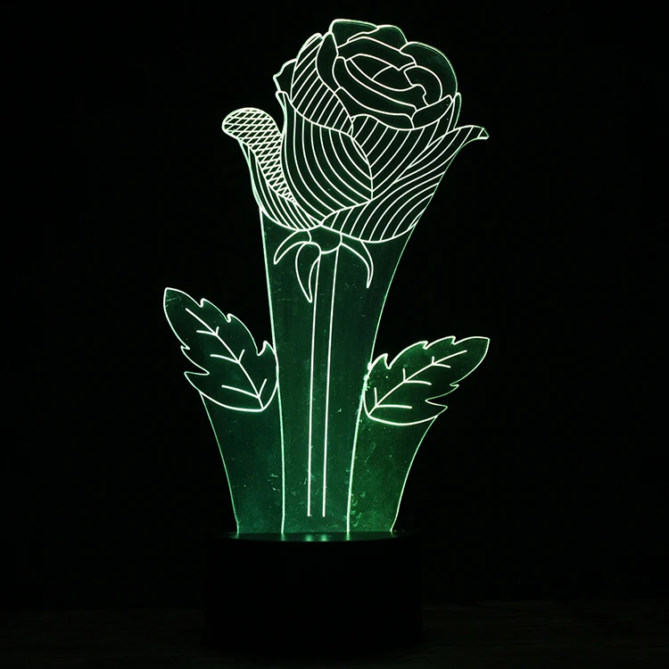 Новый 3D смешанный цвет Чудесный Розовый светодиодный 7 видов цветов меняющий