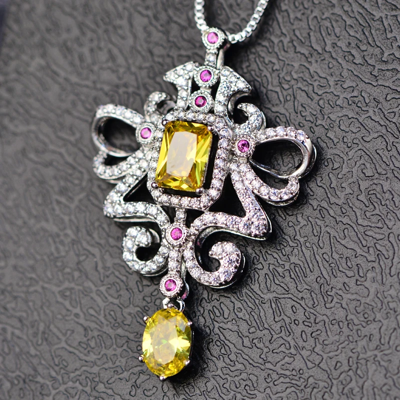 Wong Rain Luxury 00% 925 Sterling Silver 5 * 7 MM Citrine Gemstone Engagement Wedding Party Necklace Pendant Women Wholesale | Украшения и