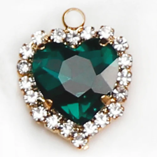 Green Zircon 12 мм Золотое сердце пришить с разноцветный стеклянный камень коготь Кристалл пряжки Висячие Подвески установка DIY ювелирные изделия брелок-одежда - Цвет: Green Zircon