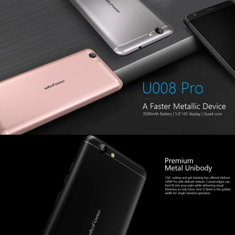 Original Ulefone U008 Pro MTK6737 Quad Core Android 6.0 Mobile Phone 5.0Inch 3500mAh Cell 2G RAM 16G ROM Unlock Smartphone | Смартфоны