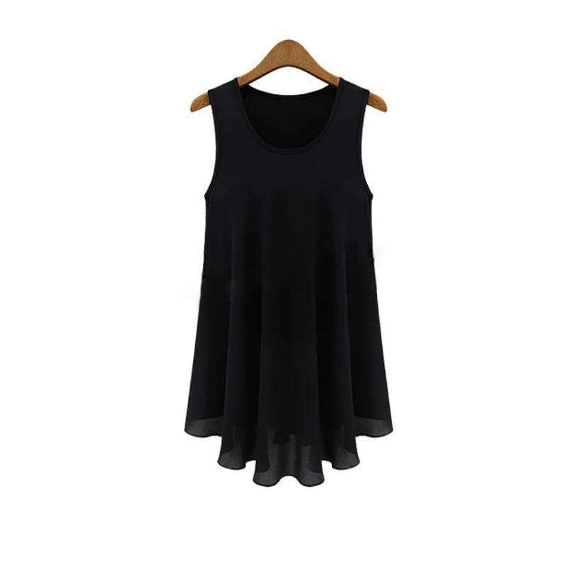 Женская шифоновая блузка Clobee Летняя туника без рукавов с оборками размера