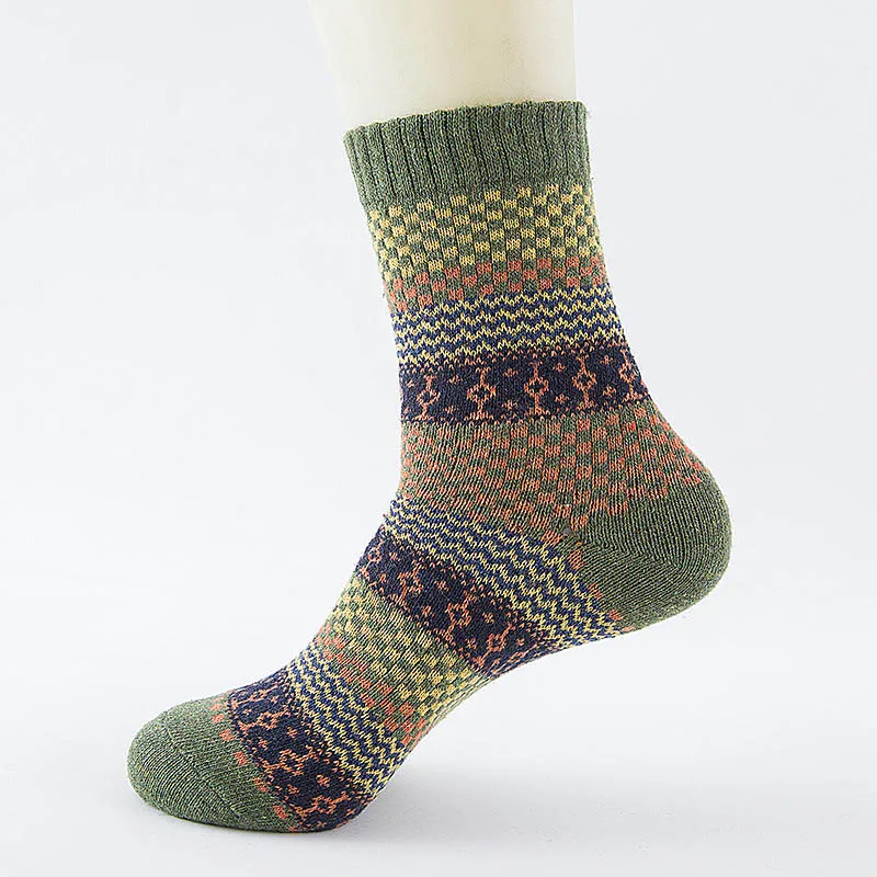Носки в полоску, модные повседневные мужские теплые носки, Calcetines Hombre, шерстяные зимние мужские толстые носки - Цвет: 10