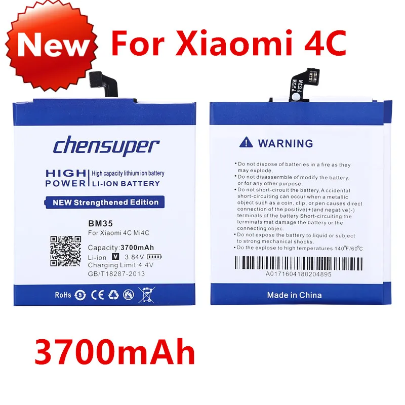 2019 chensuper Battery For Xiaomi 4C BM35 Bateria Xiao Mi Mi4C 3700mAh Phone High Capacity Replacement Li-polymer Batteries | Мобильные