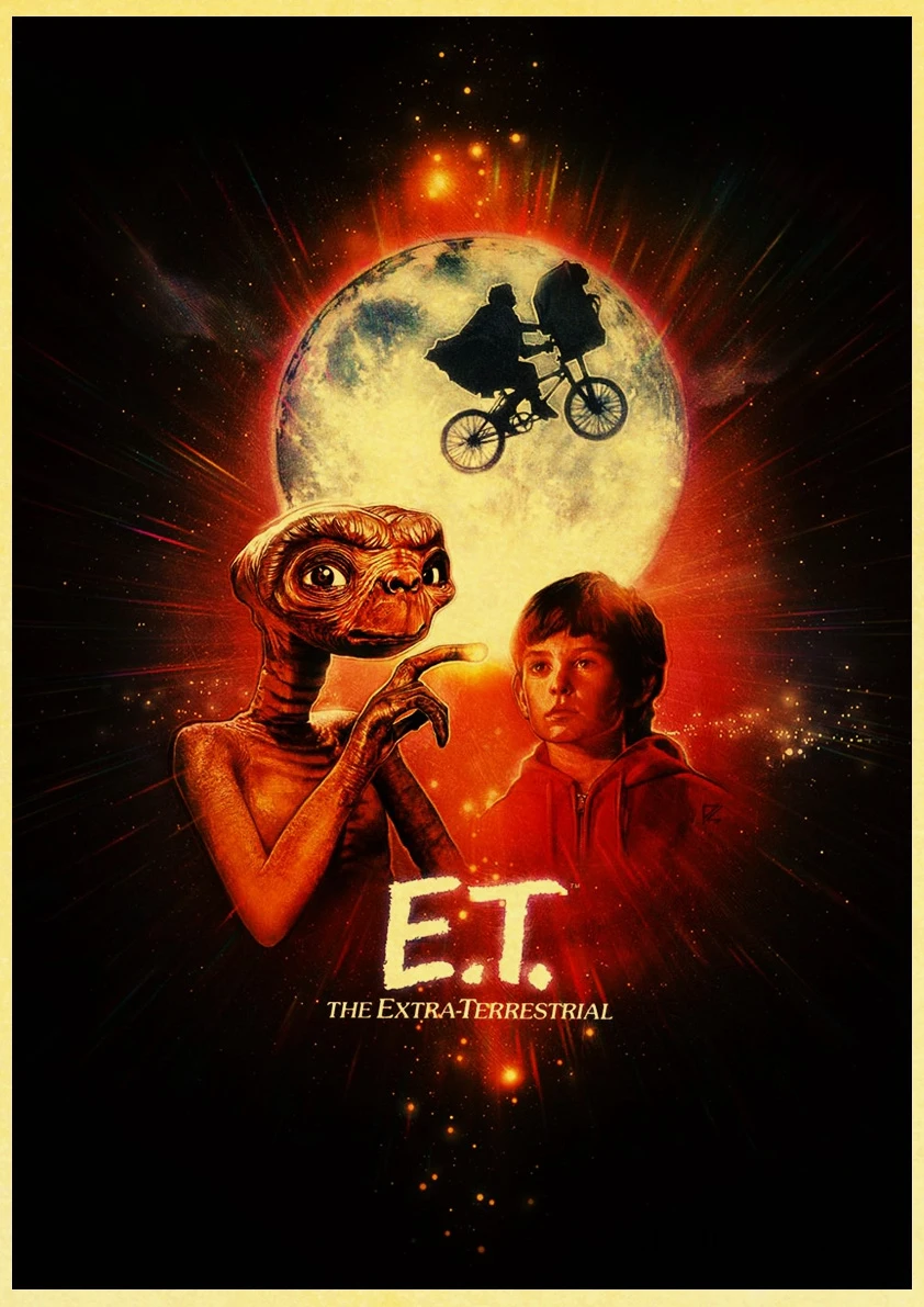 E.T. / JAWS / The Terminator / Jurassic Park Плакаты фильмов Спилберга Ретро настенное искусство Распечатанные картины Наклейки.