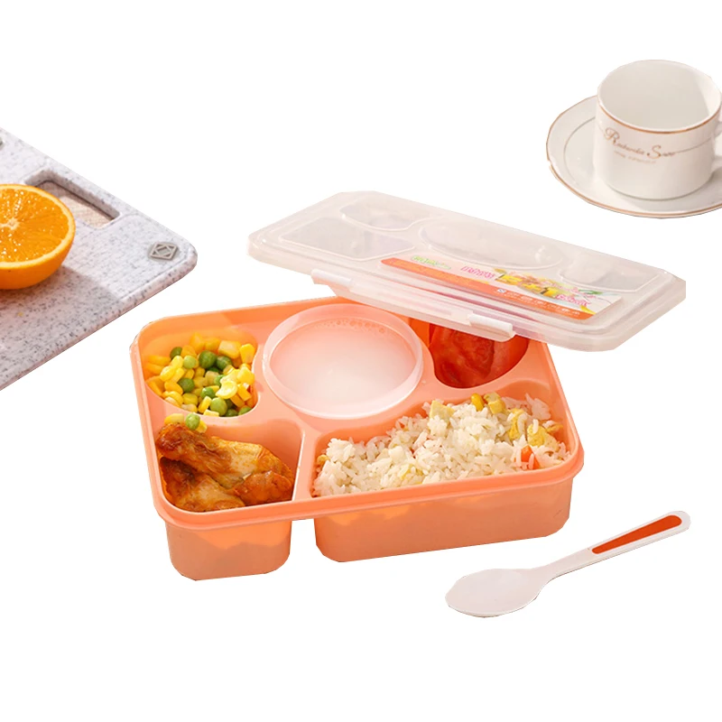 1100 мл микроволновая печь 5 решетки Bento коробки для обедов с ложкой большой ёмкость Bento еда контейнер хранения обеденная посуда комплект
