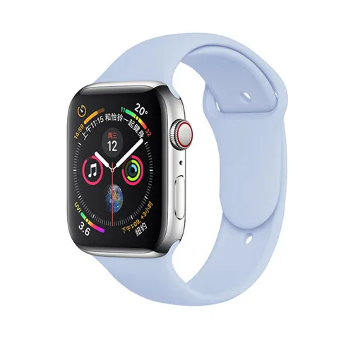 Lilac Цветной спортивный мягкий силиконовый ремешок для Apple Watch 38, 42, 40, 44 мм, сменный силиконовый ремешок для iWatch 1, 2, 3, 4, ремешок для часов - Цвет ремешка: Lilac