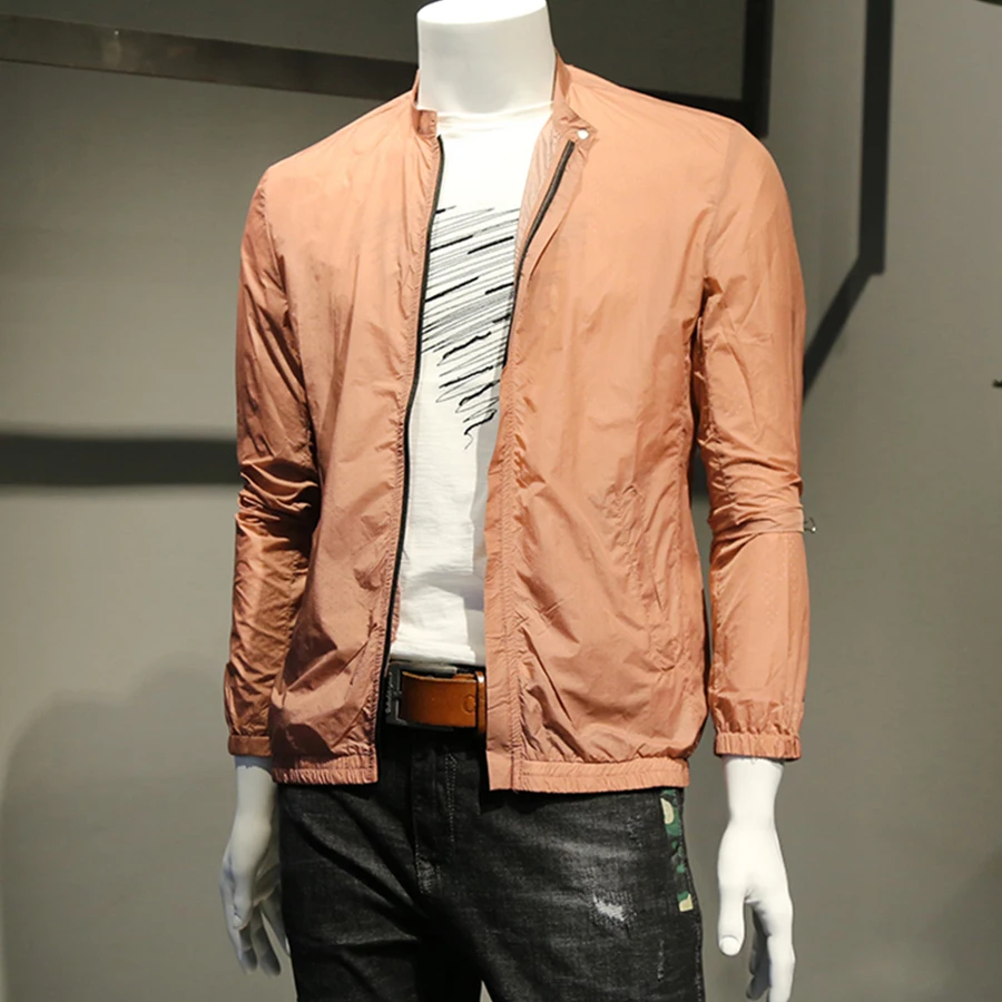 Летняя Солнцезащитная куртка для мужчин Повседневная дышащая ветровка бомбер