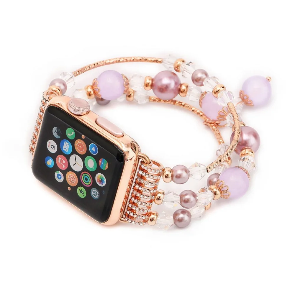 С агатовым браслетом Для apple watch band 4 44 мм 40 мм Женский браслет ремень iwatch 3 2 1 ремешок 42 мм 38 мм аксессуары для часов