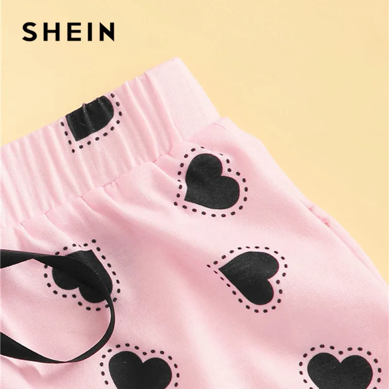 SHEIN Футболка С Графическим И Текстовым Принтом И Шорты Пижамный Комплект