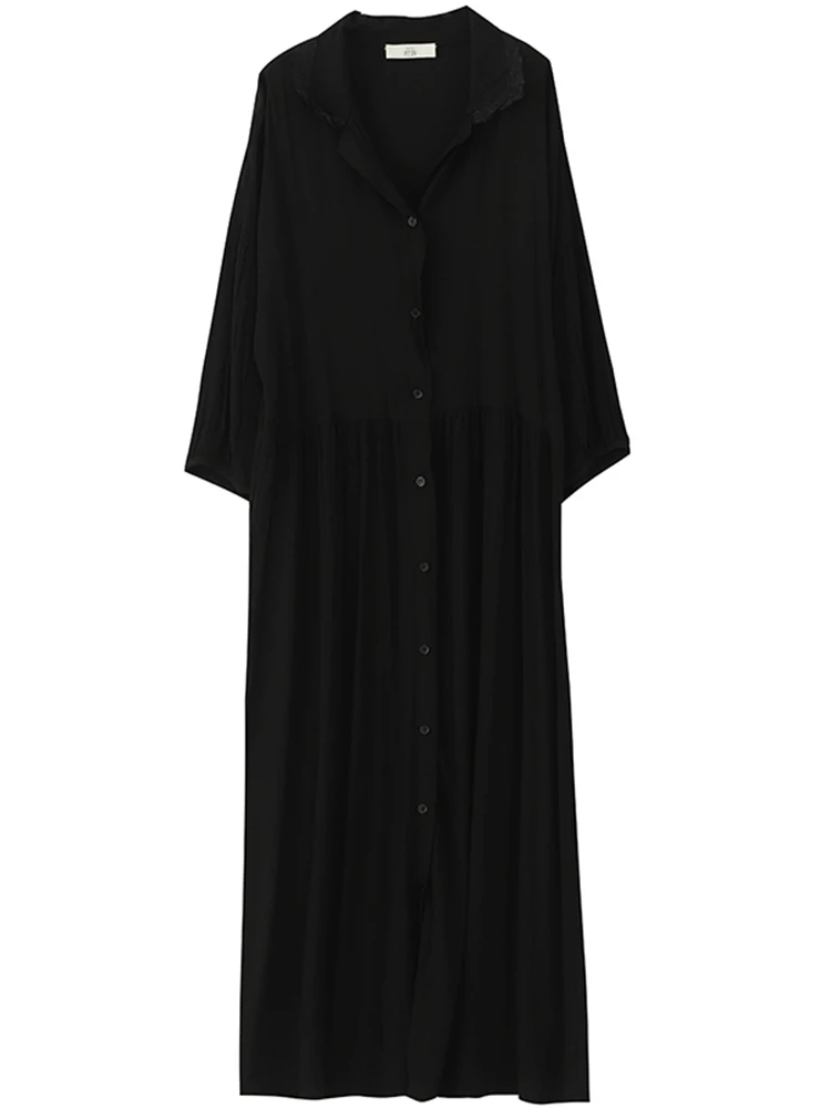 Summer Dress 2019 Fashion Lapel Half Sleeve Solid Patchwork Single Breasted Vintage Loose Long Shirt Women E073 | Женская одежда