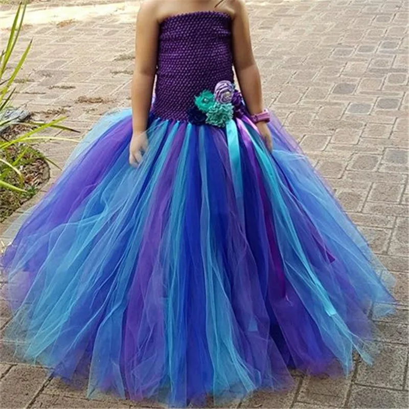 PRINCESS TUTU Mermaid Ariel Costume Halloween Girls Dresses Flower Kids Birthday Party Dress Fancy Girl Clothes Vestido K033 | Детская