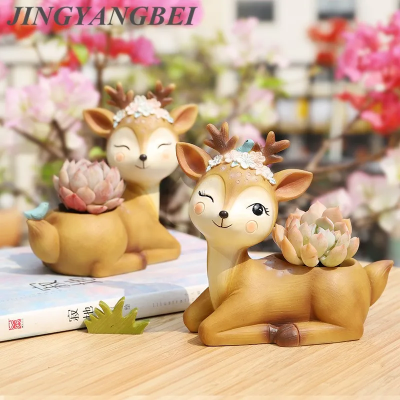 Новинка 2019 цветочный горшок с оленем искусственная полимерная ваза для