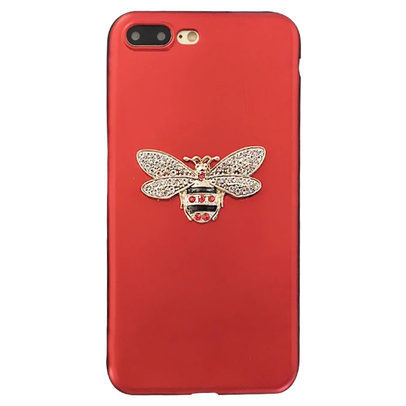 Diamond Soft Tpu Red and black 3D Gold Bee Phone Case For iphone 7plus iphone7 plus phone cover 605 |
