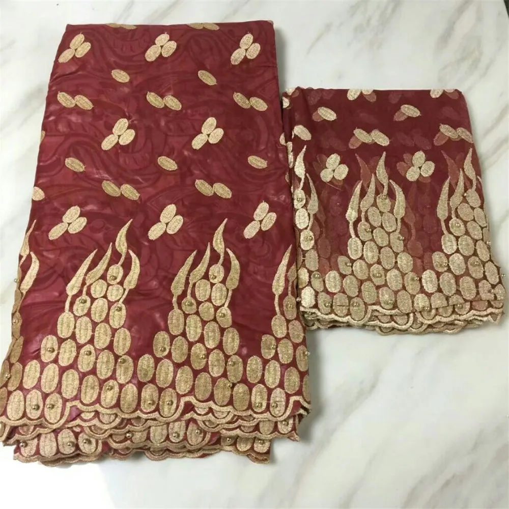 2018 New African Bazin Riche Getzner Lace Fabric With Embroidery French Net for dress Tulle red H333-2 | Дом и сад