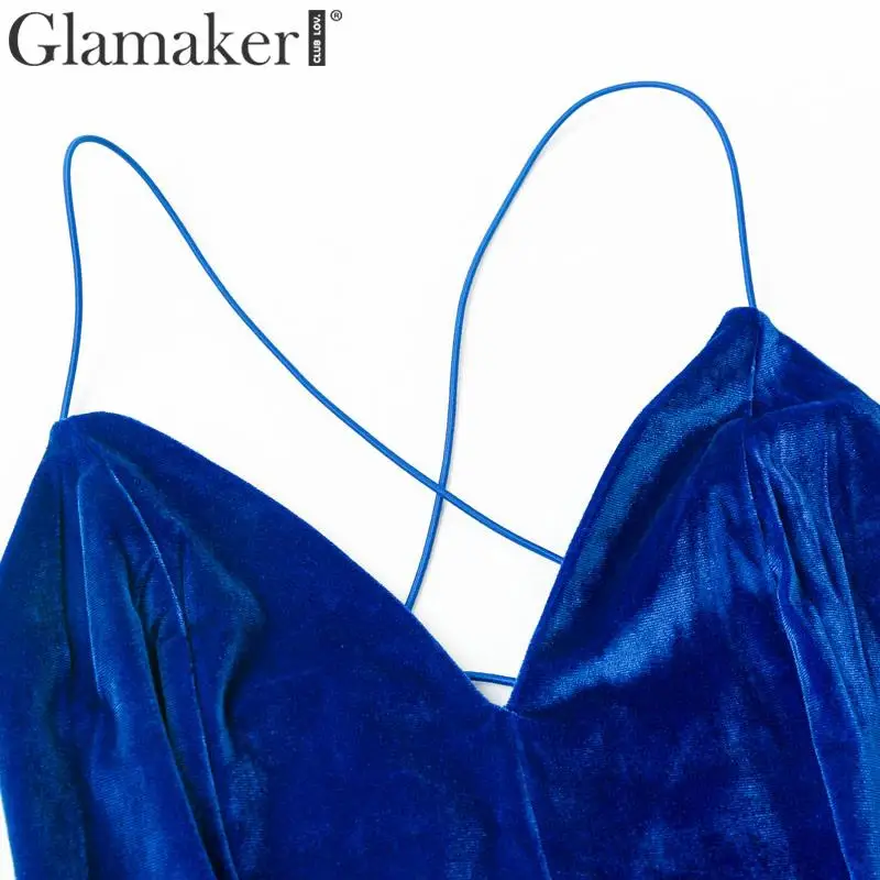 Glamaker бархатное сексуальное облегающее платье с открытой спиной для женщин, летнее винтажное платье миди с v-образным вырезом, элегантные женские длинные вечерние платья для клуба vestidos