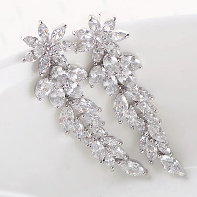 SLBRIDAL винтажные свадебные серьги с кубическим цирконием класса ААА люстры для