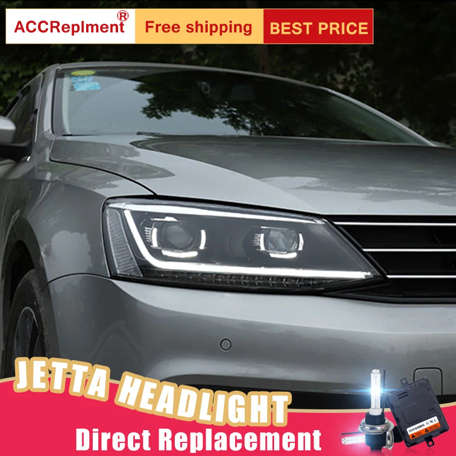 2 шт. светодиодный фары для Volkswagen Jetta 2011- светодиодный Автомобильные фары ангельские глазки комплект ксеноновых фар, Высокопрочная конструкция протовотуманная подсветка Габаритные огни