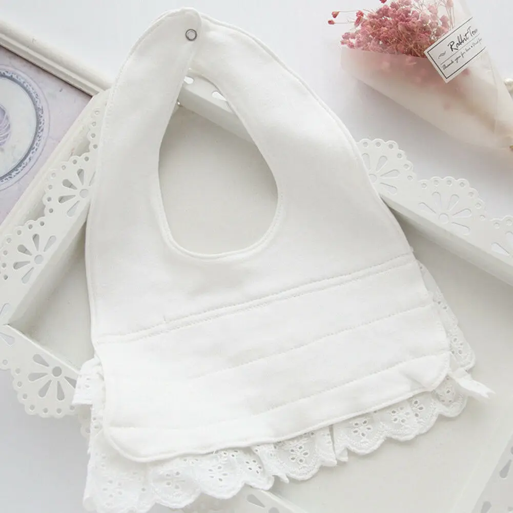 Новые однотонные кружевные нагрудники принцессы из 100% хлопка для маленьких