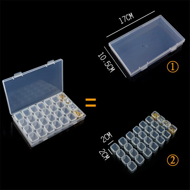 Пластиковый прозрачный чехол для хранения с 28 слотами органайзер Стразы бусины