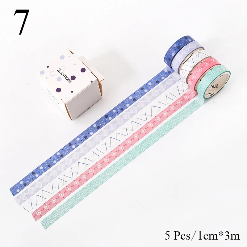 7 5Pcs/Set Grid Washi Tape Kawaii Decorative Adhesive Tape Thin Striped Masking Tape For Stickers Scrapbooking DIY Stationery Tape - Цвет: 7